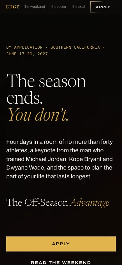 EDGE 2027 landing page on a phone